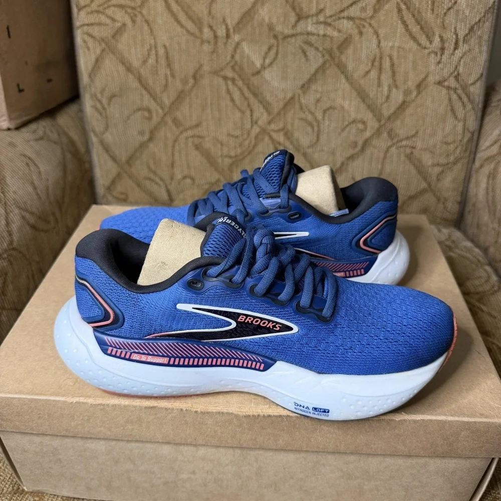 Brooks Glycerin GTS 21 Blue White 1204091B496 Running Shoes Women's Size 7